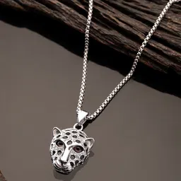 The Roadster Lifestyle Co. Silver-Plated American Diamond-Studded Panther Pendant & Chain-picture-38