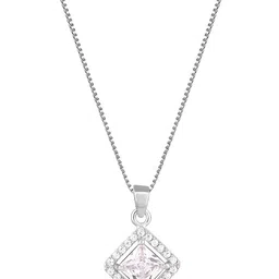 GIVA 925 Sterling Silver Rhodium Plated Cubic Zirconia Studded Pendant With Chain image 5