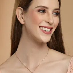 VOGUE PANASH Rose Gold-Plated CZ-Studded Solitaire Circular-Charm Pendant With Chain image 4