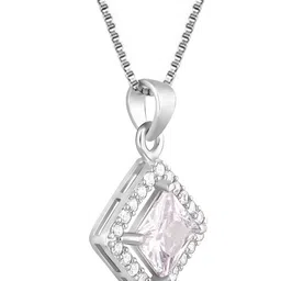 GIVA 925 Sterling Silver Rhodium Plated Cubic Zirconia Studded Pendant With Chain image 3
