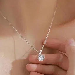 Jewels Galaxy Silver-Plated Stone-Studded Pendant With Chain image 5