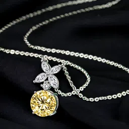 Designs & You Silver-Plated Cubic Zirconia Studded Floral Shaped Necklace-picture-10
