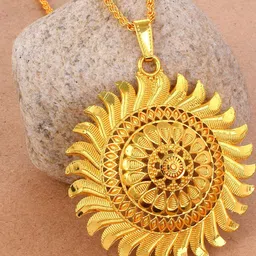 MEMOIR Gold-Plated Sun-Shaped Pendant With Chain-image-34