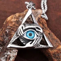 MEENAZ Silver-Plated Evil Eye Charm Pendant With Chain-image-46