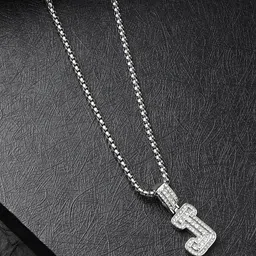 French Accent Men Silver-Plated Stone Studded Pendant With Chain-picture-18