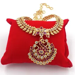 Anujeet Fashion Hub Gold-Plated American Diamond Studded Necklace-picture-15