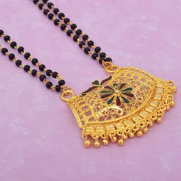 MEMOIR Gold-Plated Stone Studded & Beaded Mangalsutra-picture-33