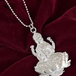 MEMOIR Silver Plated Lakshmi Pendant With Chain-picture-15
