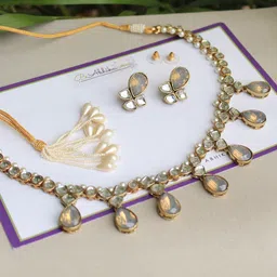 BeAbhika Crystal Kundan Studded Beaded Jewellery Set-picture-38