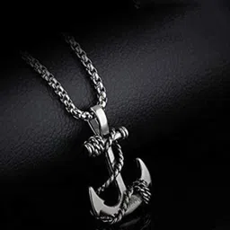 MEENAZ Silver-Plated Anchor Oxidised Pendants with Chains-picture-31