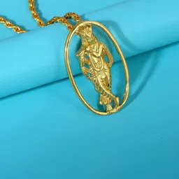 MEMOIR Gold-Plated Lord Krishna Pendant With Chain-picture-38