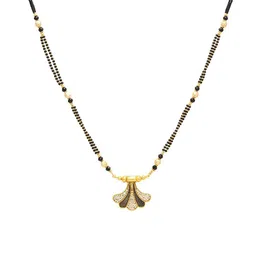 MEMOIR Gold-Plated Artificial Stone Studded & Beaded Mangalsutra-image-87