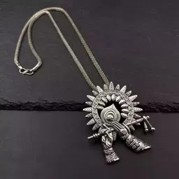 DEGHLAM Silver Plated FLoral Basuri Charm Pendant With Chain-picture-13