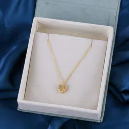 DressBerry Gold Plated Stone-Studded Heart Shape Pendant With Chain-picture-48