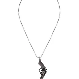 MEMOIR Silver-Plated Gun Shaped Pendant With Chain-picture-27