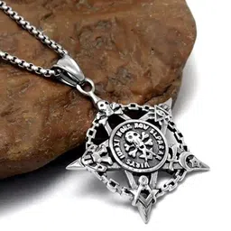 MEENAZ Silver-Plated Star-Shaped Evil Eye Charm Pendant With Chain-picture-26