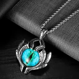 MEENAZ Silver-Plated Evil Eye Beaded Pendant With Chain-picture-41
