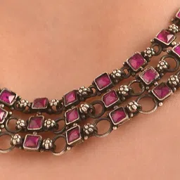 JAYPORE Silver-Plated Necklace image 3