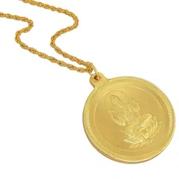 MEMOIR Gold Plated Circular Charm Lakshmi Pendant With Chain image 2