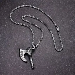 MEENAZ Silver-Plated Axe-Charm Pendant With Chain image 4