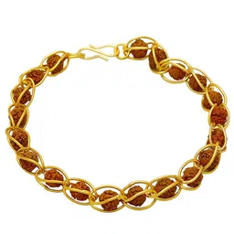 MEMOIR Men Gold-Plated Rudraksh Beaded Necklace & Bracelet image 4