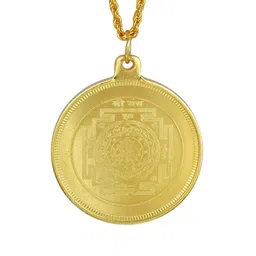 MEMOIR Gold Plated Laxmi Circular Charm Pendant With Chain image 5