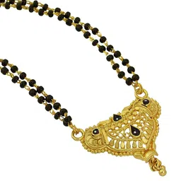 MEMOIR Gold-Plated Stone Studded & Beaded Mangalsutra image 5