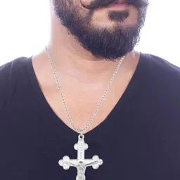 MEMOIR Silver-Plated Jesus Crucifix Pendant With Chain image 5