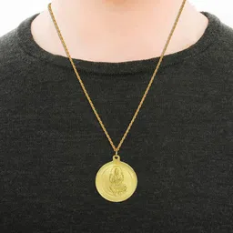 MEMOIR Gold Plated Laxmi Circular Charm Pendant With Chain image 2