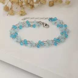 Carlton London Women Silver-Toned & Blue Brass Rhodium-Plated Charm Bracelet-picture-19