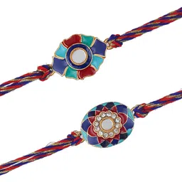 eCraftIndia Set of 2 Stone-Studded Rakhi With Roli Chawal image 2