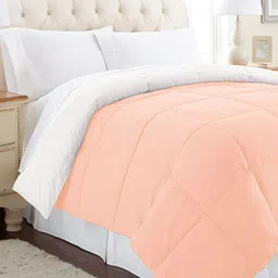 RF RELAXFEEL Peach-Coloured & White Checked Heavy Winter 233 GSM Double Bed Comforter image 3