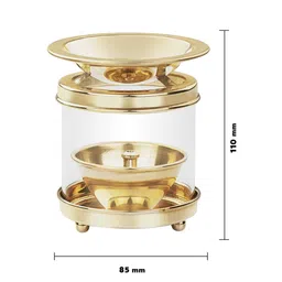 BOROSIL Diffuser Brass Diya with Glass Chimney image 5