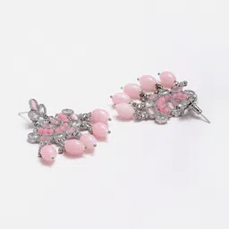 ZENEME Silver-Plated Kundan Studded & Beaded Jewellery Set image 5