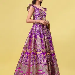 PURVAJA Woven Design Ready to Wear Lehenga & Unstitched Blouse With Dupatta image 3