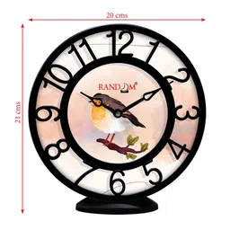 RANDOM Black & Pink Printed Contemporary 20 cm Table Cum Wall Analogue Clock image 5