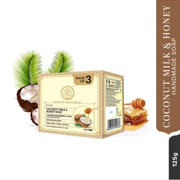 Khadi Natural Set of 3 Coconut Milk & Honey Herbal Soap with Essential Oils - 125g each image 2