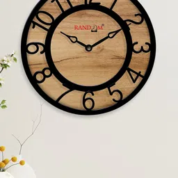 RANDOM Camel Brown & Black Printed Analogue Contemporary Round Wall Clock image 1