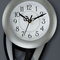 Attractionz Silver-Toned & Black Round Analogue Contemporary Wall Clock-picture-14