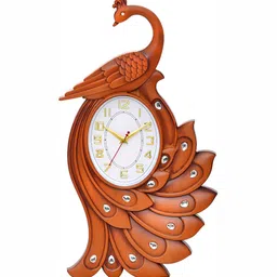 Attractionz Brown Contemporary Oval Shaped Analogue Wall Clock-picture-30