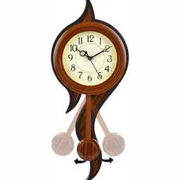 Attractionz Brown Round Pendulum Analogue Wall Clock image 3