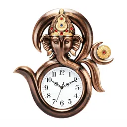 Attractionz Gold Toned Round Shaped Contemporary Analog Wall Clock image 5