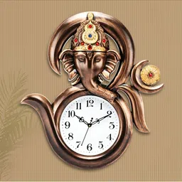 Attractionz Beige & White Textured Contemporary Round Shaped Pendulum Wall Clock image 3