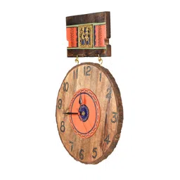 AAKRITI ART CREATIONS Brown & Orange Printed Contemporary Wall Clock image 3