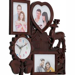 Attractionz Brown & White Round Analogue Wall Clock image 3