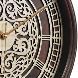 RANDOM Brown Round Shape Contemporary Step Movement Analogue Wall Clock image 3