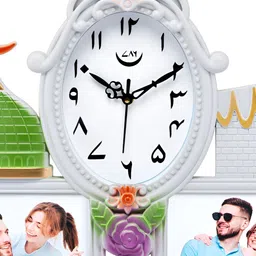 Attractionz White & Green Oval Shaped Traditional Analogue Wall Clock image 5