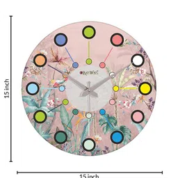 OLIVE TREE Pink Printed Contemporary Wall Clock image 4