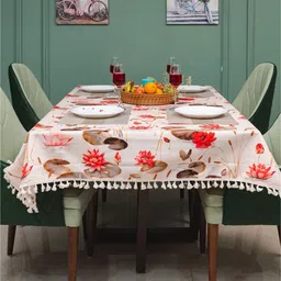 URBAN SPACE Cream-Coloured Floral Printed Table Cover-picture-10