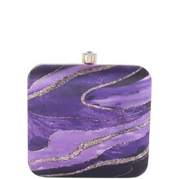 Sangria Purple Printed Box Clutch image 2
